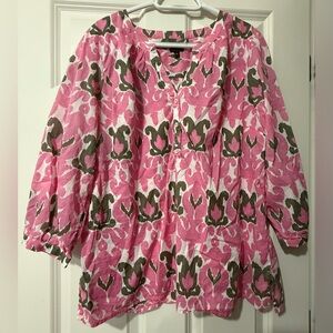 Talbots Pink and Green Floral Top